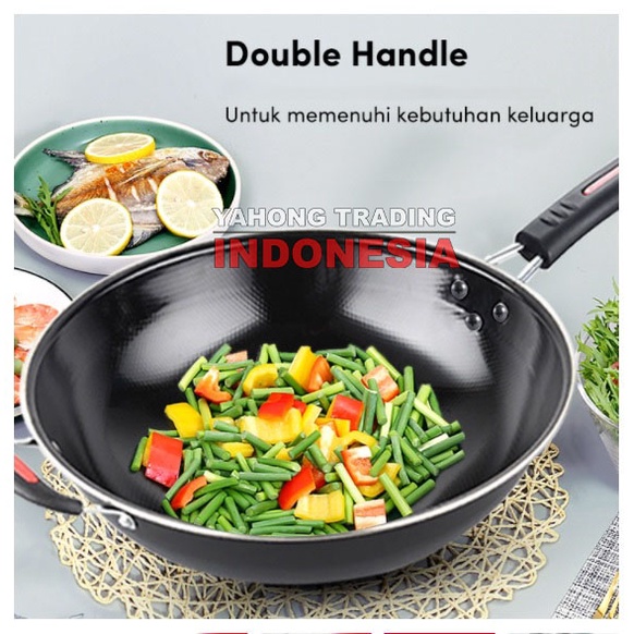 Wok Pan Wajan Penggorengan Anti Lengket 2 Gagang