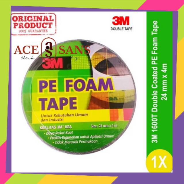

3M 1600 T Double Tape PE Foam Double Tape Tebal 1.0mm Size 24mm x 4m | Double Tape 3M | Double Tape