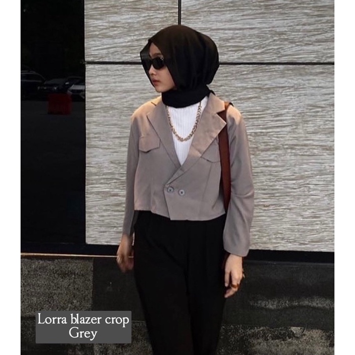 LORRA BLAZER CROP / (wajib baca deskripsi produk)