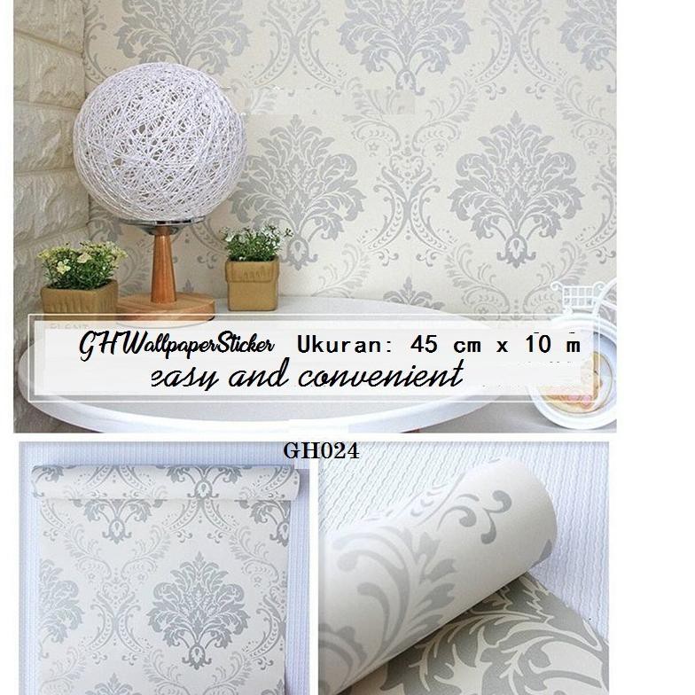 ℗  GH025 WALLPAPER STICKER 10M PINK SILVER BATIK WALPAPER STIKER DINDING BATIKPINK ○