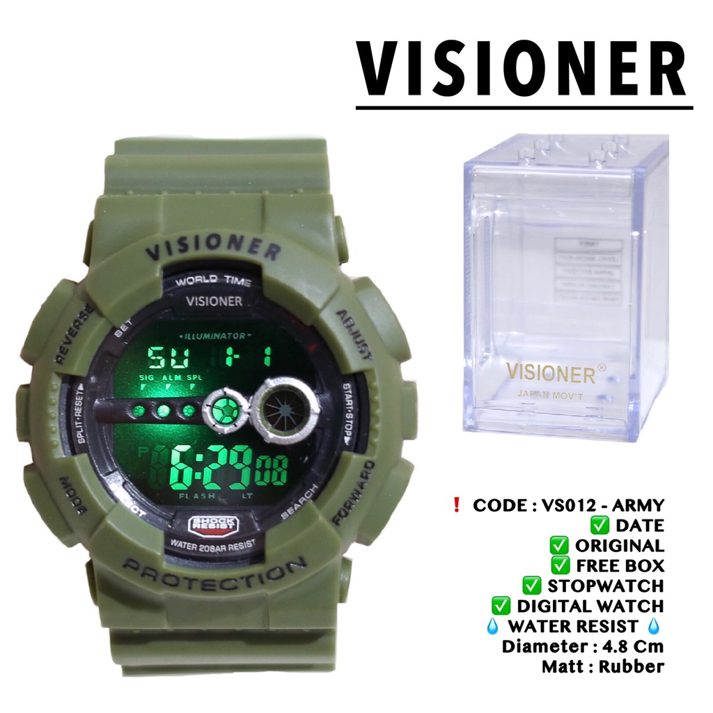 Jam tangan VISIONER ORIGINAL DIGITAL ukuran unisex pria dan wanita VS012