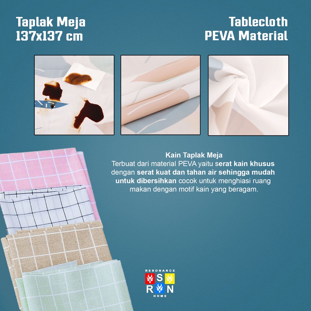 Taplak Meja 137x137 / PEVA Waterproof / Resonance Home