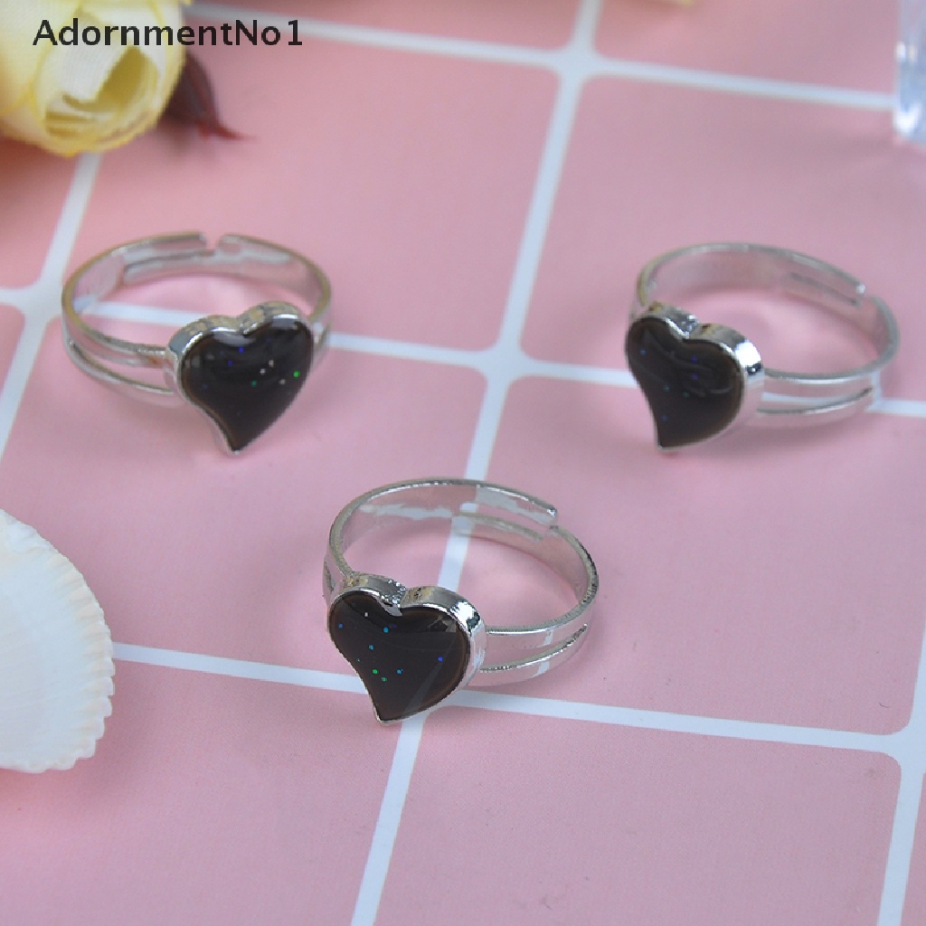 (AdornmentNo1) Cincin Mood ring Adjustable Berubah Warna Sesuai Suhu Bentuk Hati