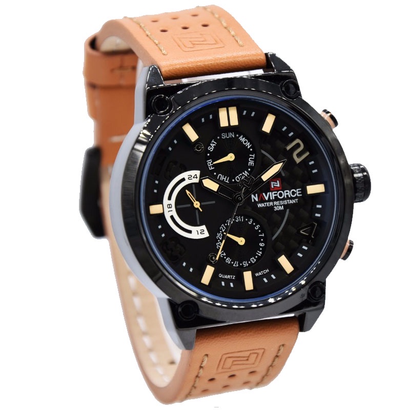 JAM TANGAN NAVIFORCE 9068 M1 KL LA MEN - KULIT - COKLAT NAVIFORCE ORIGINAL 9068 JAM NAVIFORCE 9068 J