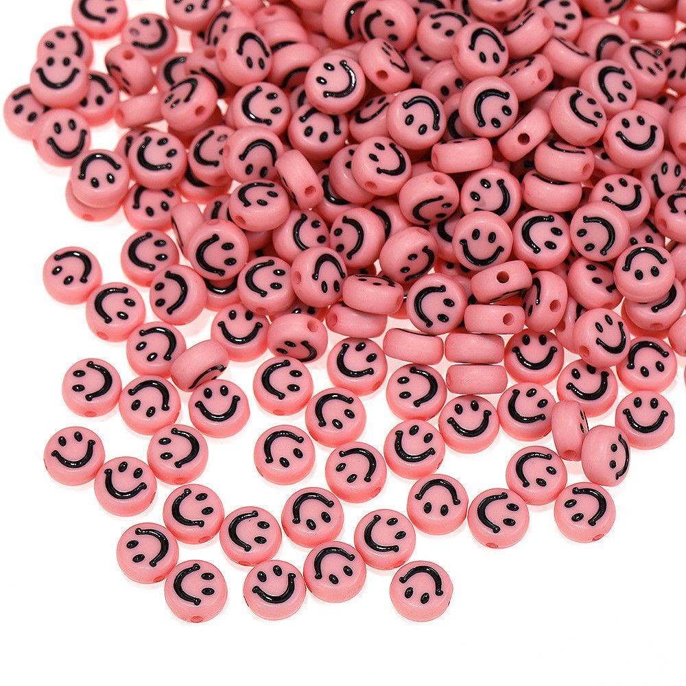 Solighter 100 Pcs Spacer Beads Baru Campur Handmade DIY Kalung Scrapbook Wajah Tersenyum Polymer Clay