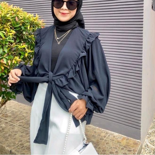 ➧ CARDY MIRANTI CARDIGAN KARDIGAN WANITA ROMPI OUTER LENGAN PANJANG MODEL BALON ATASAN BLOUSE WANITA