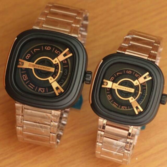 Jam tangan couple seven friday chain rosegold