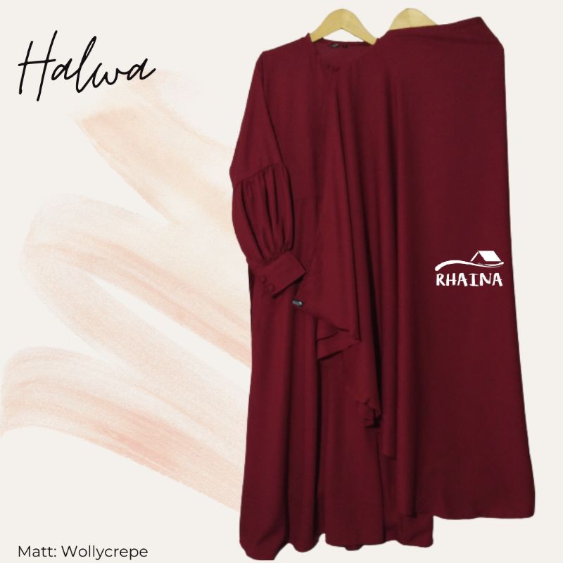 Set Gamis Syar'i Halwa bahan Wollcrepe free cadar bandana
