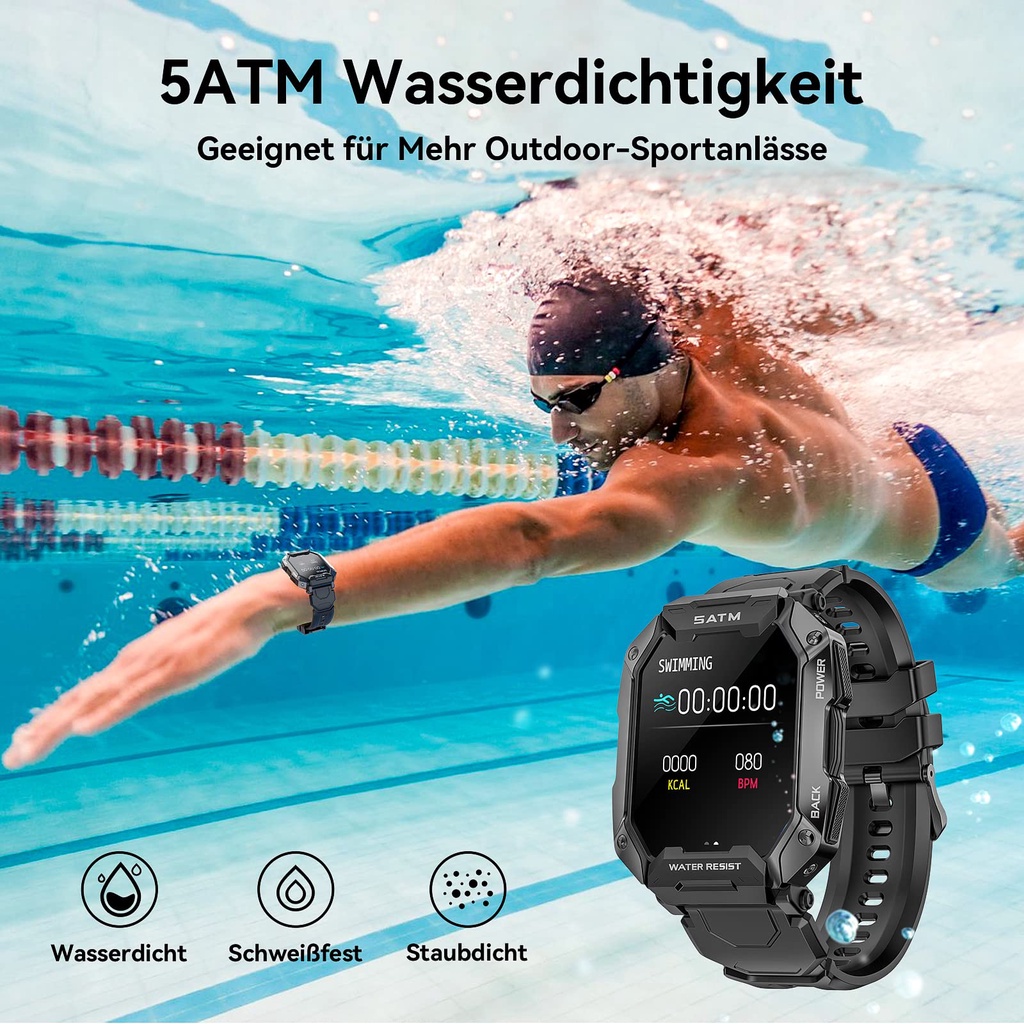 Bozlun Waterproof IP68 Smartwatch Berenang Water Resistance 5ATM Jam Tangan Rria  380Mah Bluetooth ganti wallpaper walpaper/Pria/amTangan Heart Rate blood pressure monitor Wireless charge