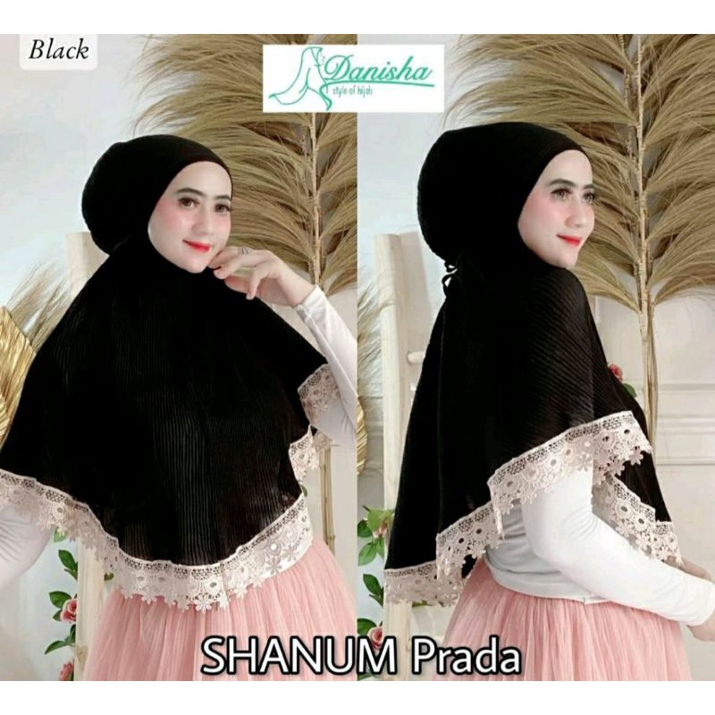 (COD) HIJAB INSTAN BERGO MARYAM PLSIKET SHANUM RENDA PRADA Jilbab Plisket Full Lidi Renda