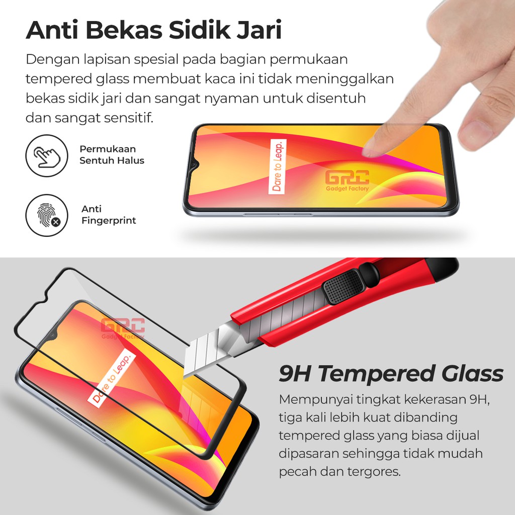 Tempered Glass Realme C15 HOGO Full Cover Anti Gores Kaca