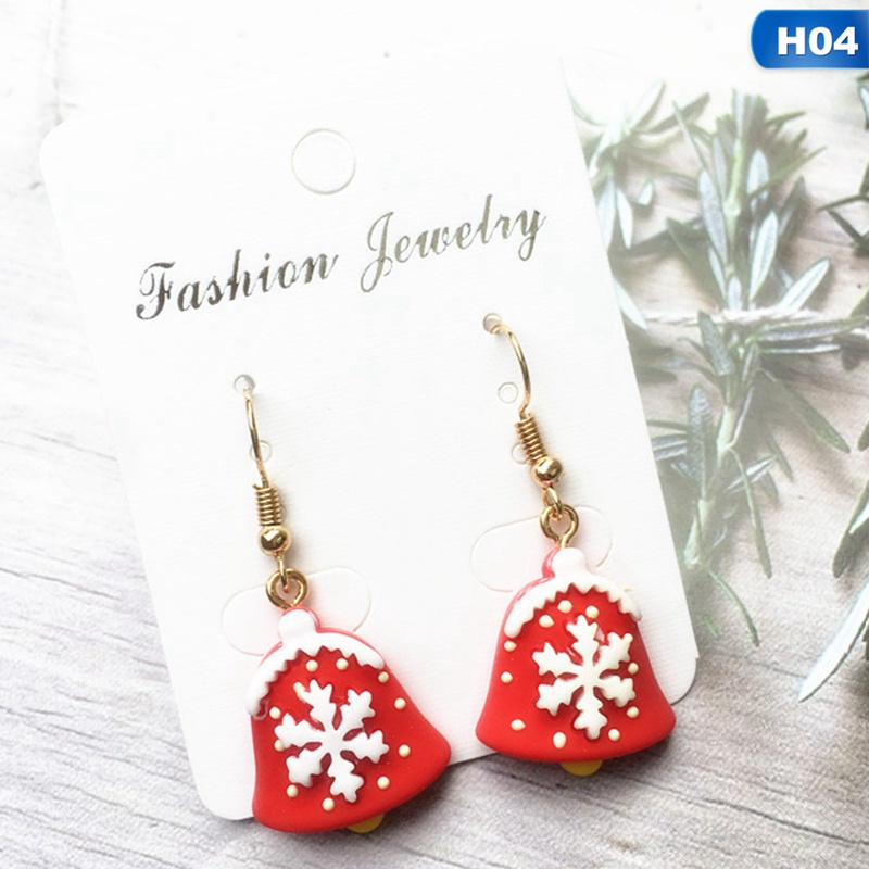 Fancyqube Anting Stud Desain Pohon Natal Santa Claus Untuk Wanita