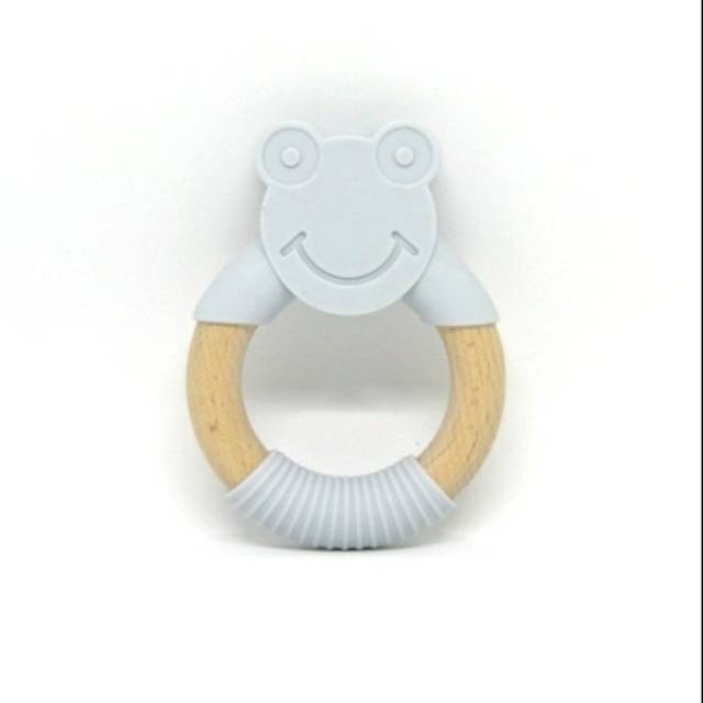 Silicone Wooden teether mainan kayu bayi mainan gigi