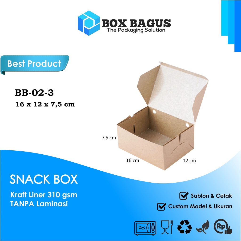 BOX DUS 16x12x7,5 KRAFT 310 GSM - KOTAK HAMPERS MAKANAN NASI KUE ROTI SNACK