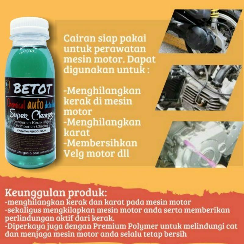 betot Super cleaner / Pembersih chrome / Pembersih kerak mesin / Pembersih blok mesin