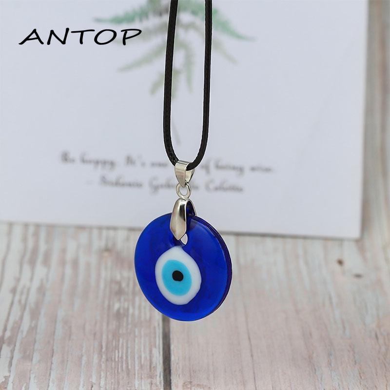 Kalung Rantai Klavikula Desain Mata Iblis Bentuk Bulat Warna Biru Untuk Wanita ANTOP