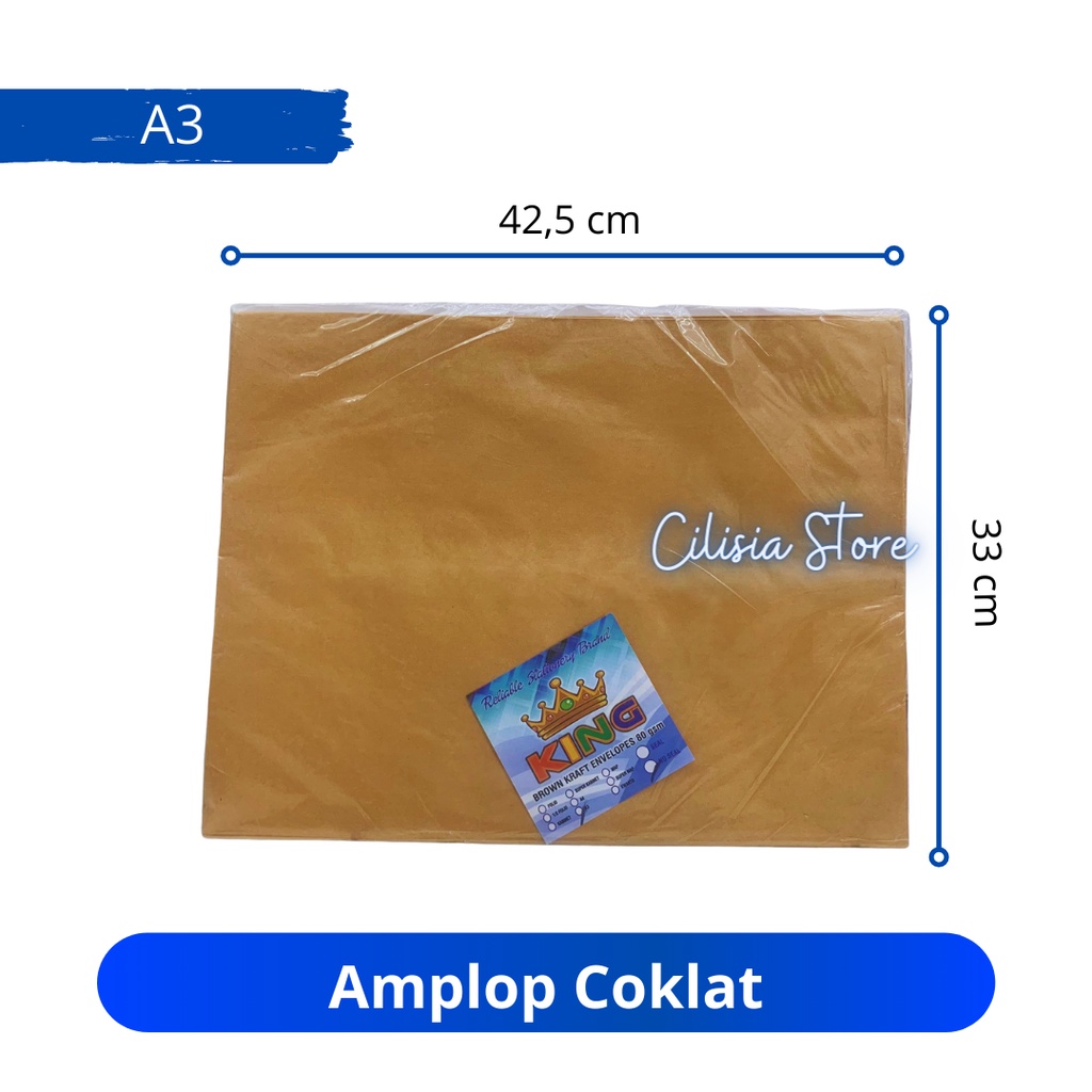 

Amplop Coklat A3 King 80gsm 42,5x33cm / Amplop A3 [Pack isi 100 lbr]