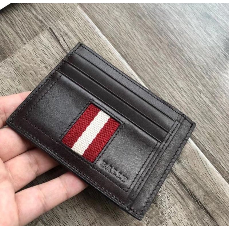 Bally Card Holder Wallet Red and Black Stripe