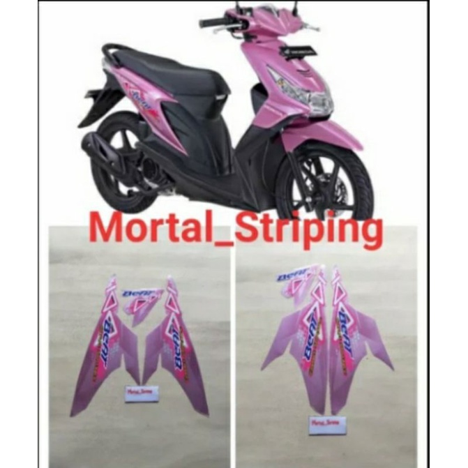 stiker striping les lis body motor honda beat karbu 2010 2011 pink standar
