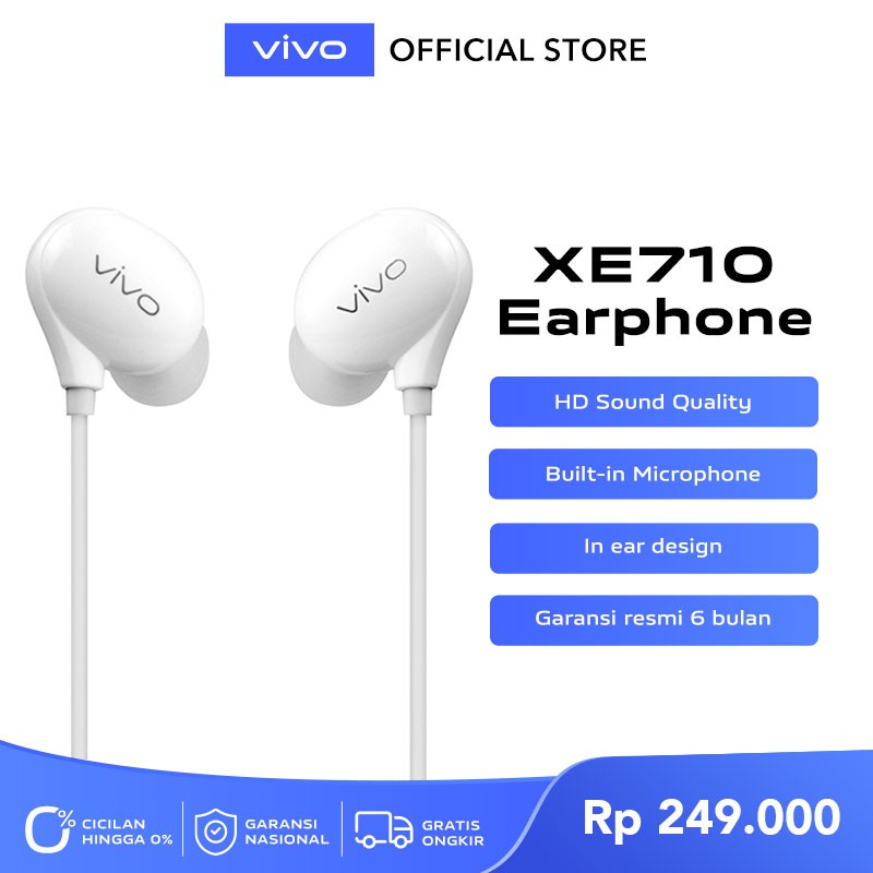 vivo Wired Earphone XE710 Original [Suara HD Berkualitas, In Ear
    Design] - Garansi Resmi 6 Bulan