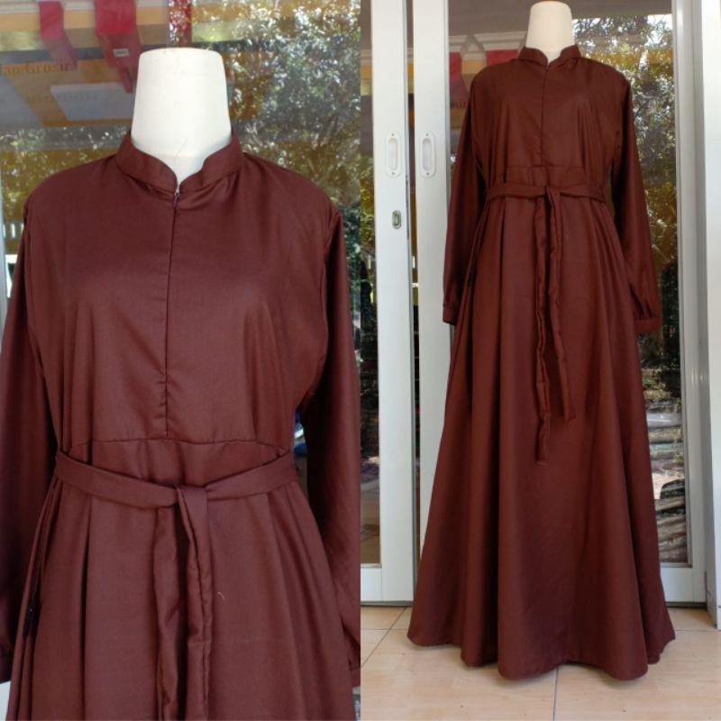 Dress Toyobo Polos Tangan Manset