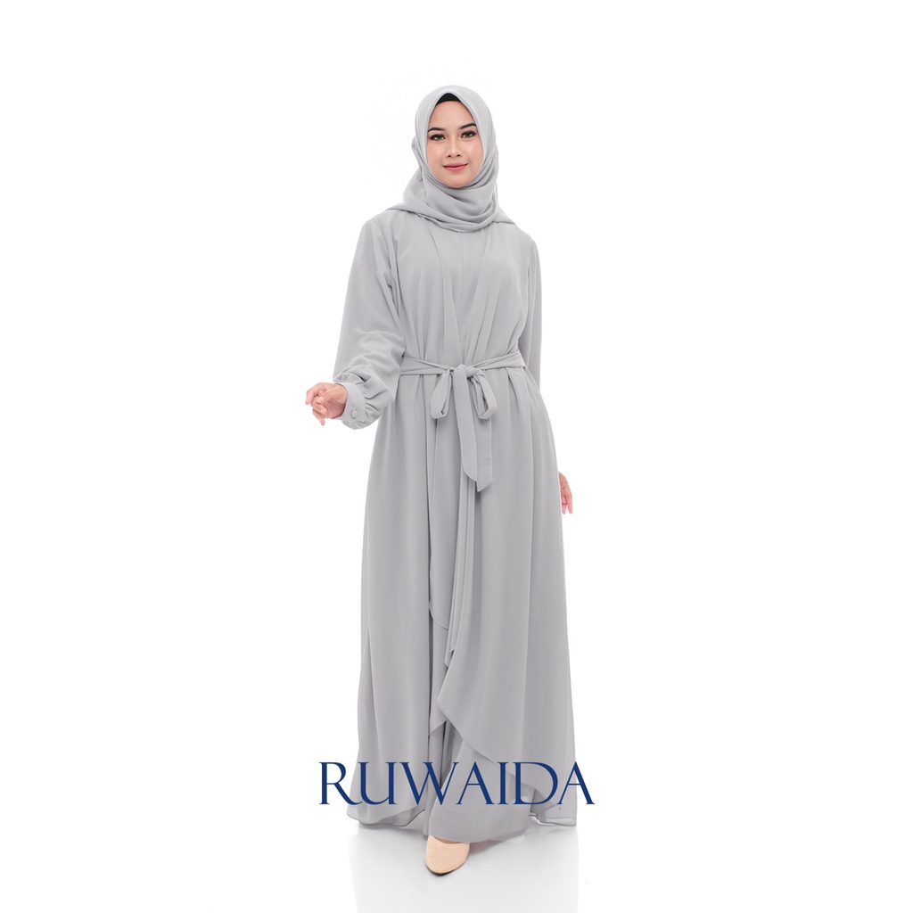 Mecca Abu Silver - Gamis Fashion Pesta Bahan Ceruti Premium Busui Friendly All Size Local Brand (COD