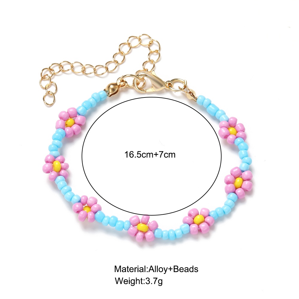 IFYOU Korean Fashion Beaded Bracelet Colorful Ethnic Style Girls Flower Bracelet Women Jewelry Accessories