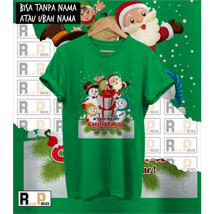 KAOS NATAL BAJU NATAL HADIAH PRESENT MERRY CHRISTMAS KATUN COMBED 30S