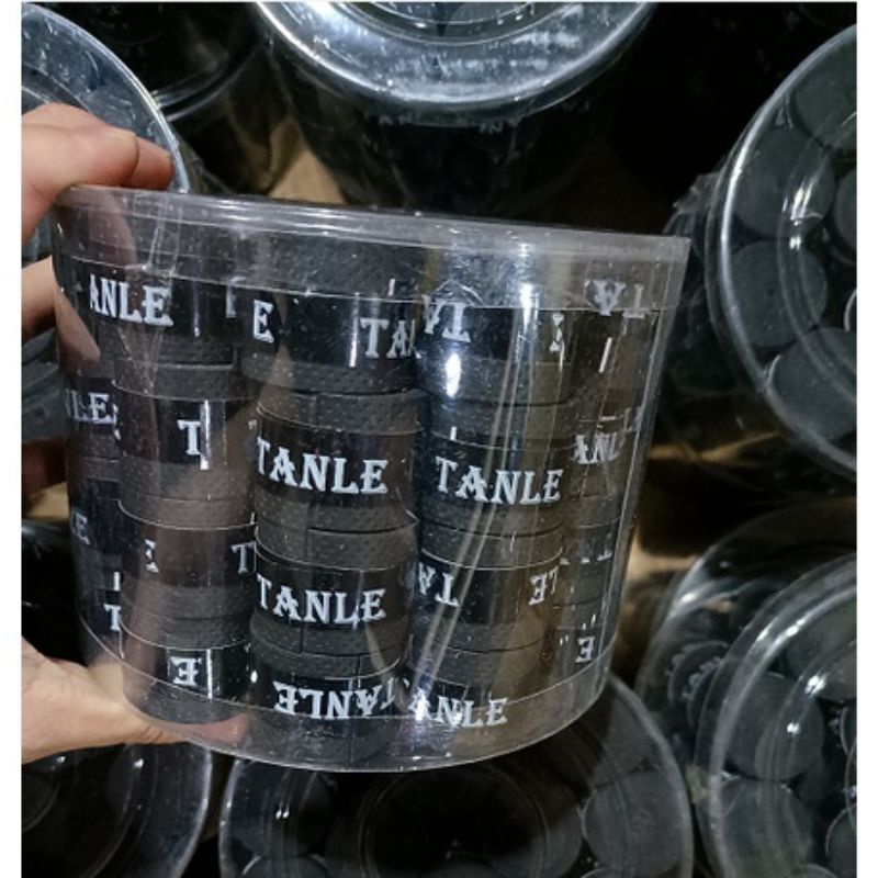 Lilitan raket (grip) merk TANLE warna hitam harga per toples (60pcs)