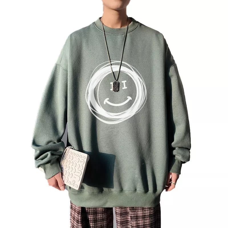 CREWNECK SWEATER UNISEX SMILE ON KPOP EMOJI - ATASAN KOREA TERLARIS