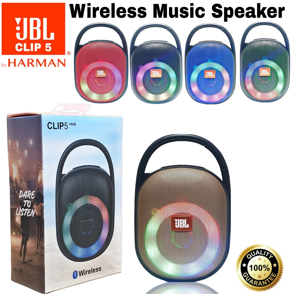 JBL Speaker Bluetooh JBL Clip5 Speaker Bluetooh JBL Wireless Portable CLIP 5 Speaker JBL LED Clip5 RGB Speaker Gowes Speaker mini Super Bass Speaker LED