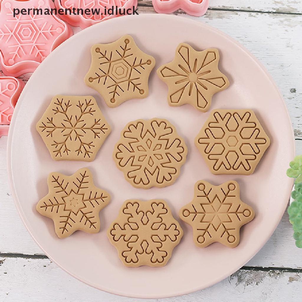 8 Pcs Cetakan Kue Bentuk Snowflake Bahan Plastik