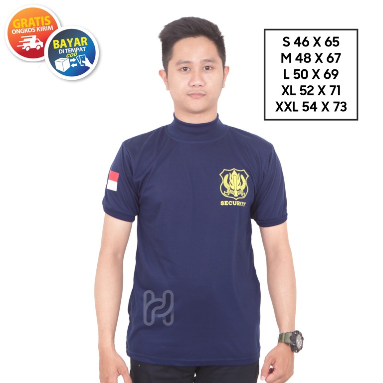Security Kaos Satpam Terbaru Kerah Tinggi Kerah Panjang Warna Coklat Hitam Navy Tebal, Adem &amp; nyaman