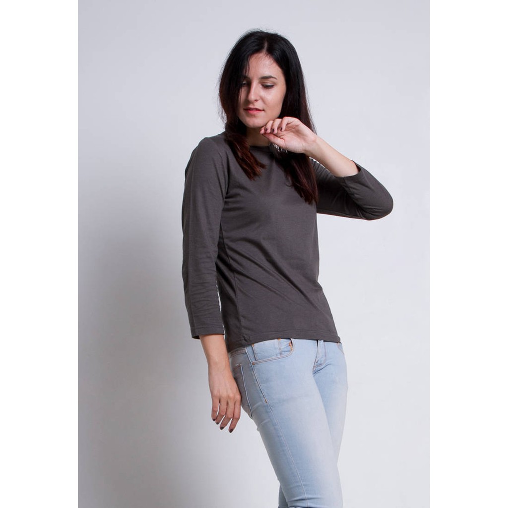 Kaos Polos LONGSLEEVE CREW NECK DARK GREY (Paxta)