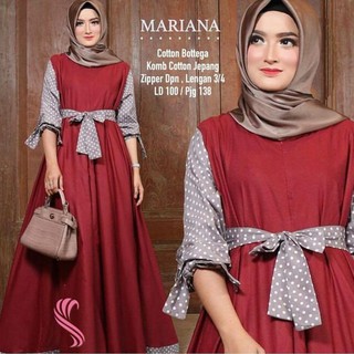  Baju  Hijab  Wanita Baju  Motif Polkadot Mariana Dress Gamis 