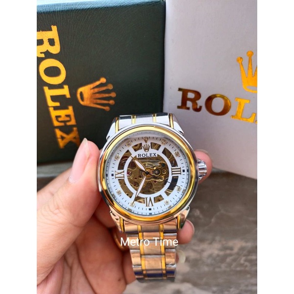COD Jam Tangan Unisex Pria / Wanita Rolex Otomatis Diamond Romawi Full 38mm