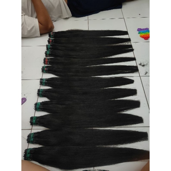 rambut sambung 50cm per helai asli hair extension real panjang MINIMAL 20HELAI-1h smooth AGAK ISI