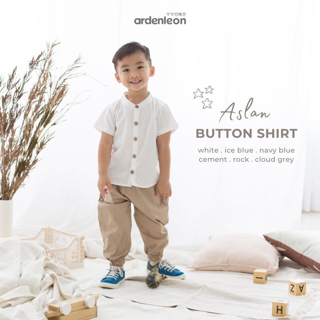 ARDENLEON (1-7thn) Boys Aslan Button Shirt Atasan Anak Pakaian Anak Laki-Laki ARDEN LEON CBKS