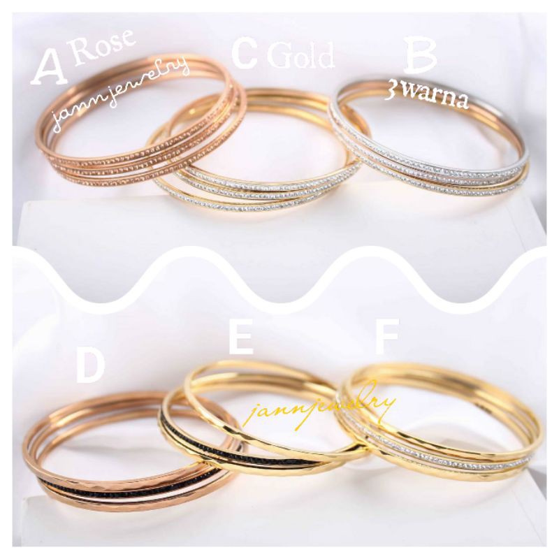 Gelang keroncong titanium asli rosegold uk 6cm