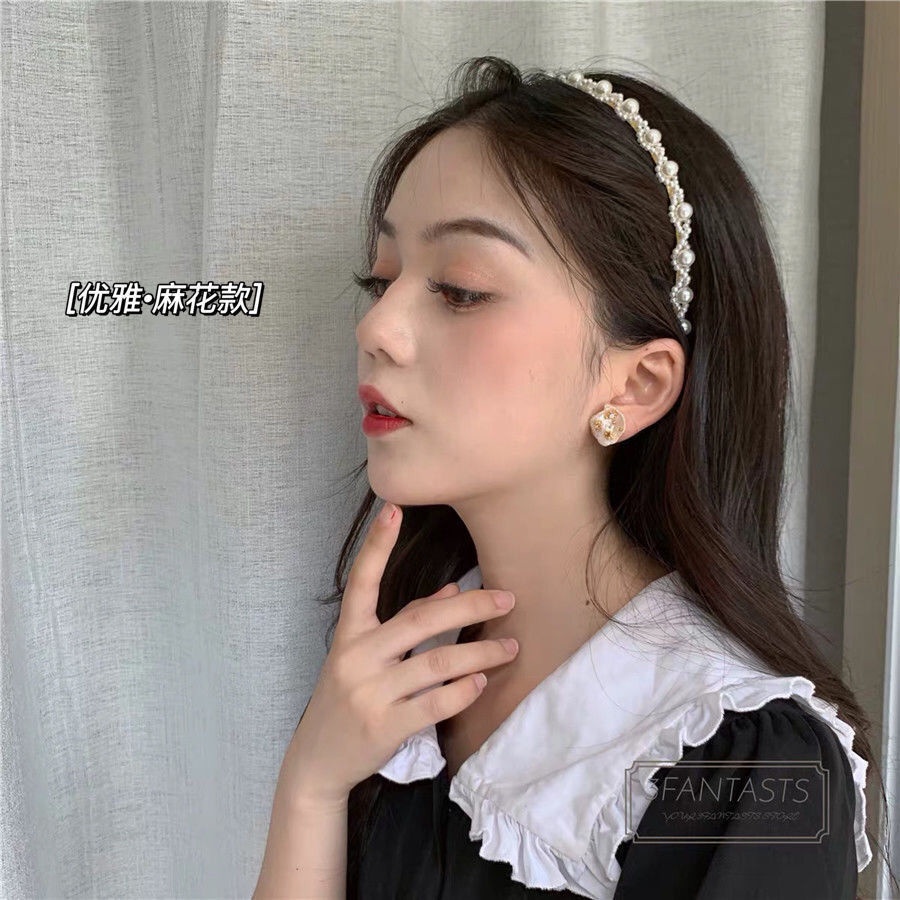 Pearl hair hoop retro Sen Department super fairy girl head hoop versatile go out press hairpin lady