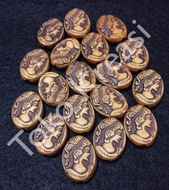 (Per Gram) Mote / Manik kayu ukir gambar gadis