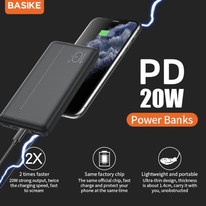 BASIKE PD20W10000mah powerbank fast charging for Apple/Huawei/OPPO dll - Hitam