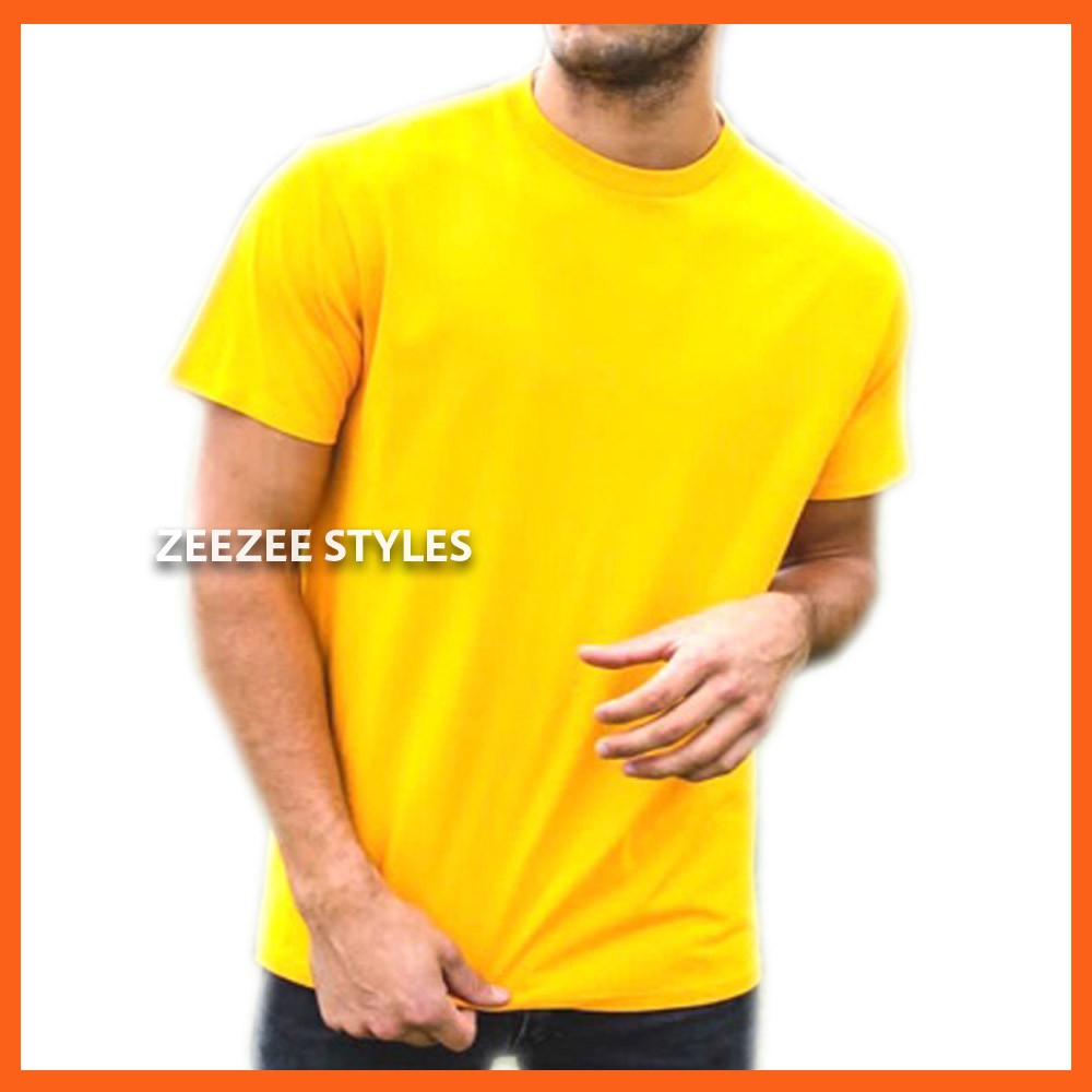 Kaos Polos Distro Pria Wanita Cotton Combed 30s Lengan Pendek Kuning / Baju Polos Cowok Cewek Kuning