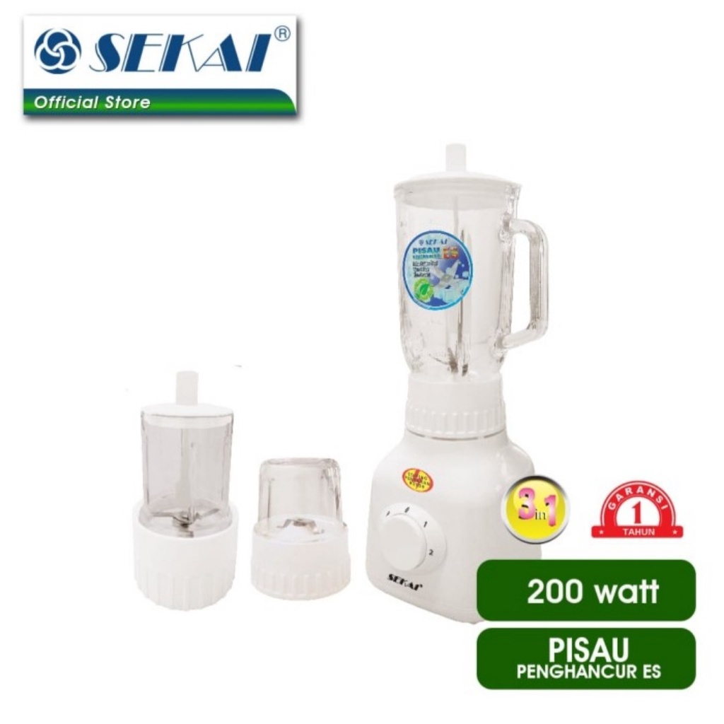 Blender Sekai BL 752 GL 3 in 1 Gelas Kaca Pelumat Juicer Sekai 752GL Blender Bumbu Daging Sekai Wet Mill Dry Mill Sekai