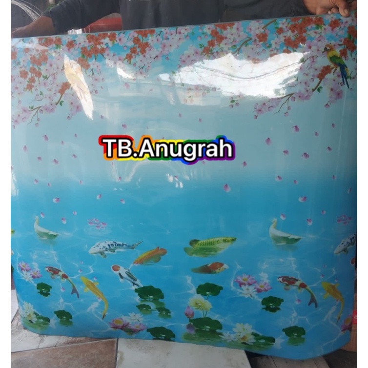 Fiber Pagar Plastik Penutup Pagar Motif Ikan Fish per 1 Meter Permeter Fiber plastik meteran