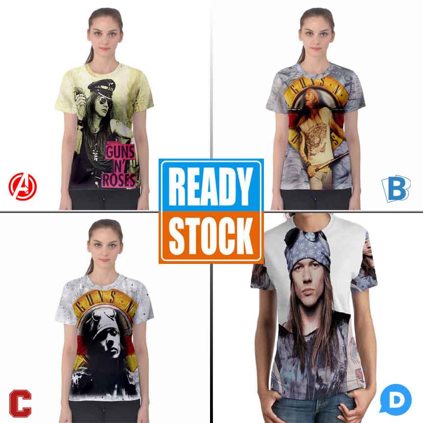 Fullprint Tshirt Axl Rose Guns N Roses Kaos Rock Band