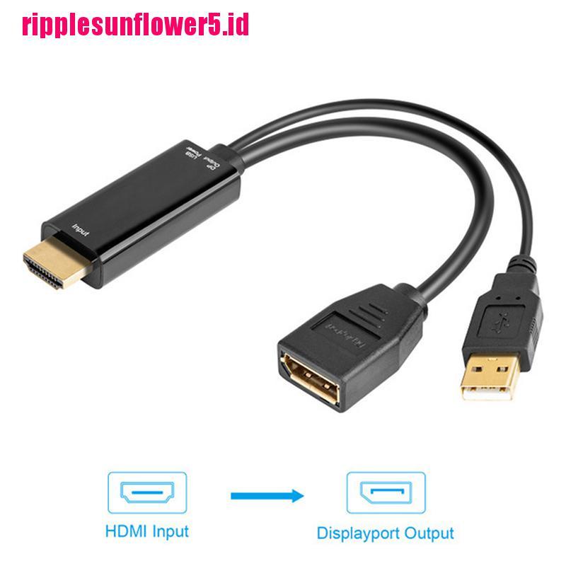 Adapter Konverter Port Display HDMI Male Ke DP 4K Tenaga