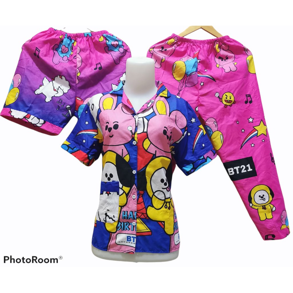 SEASOND IND 3in1 Piyama/Baju Tidur Wanita Dewasa Hello Kitty/L Fit to XL-bt21