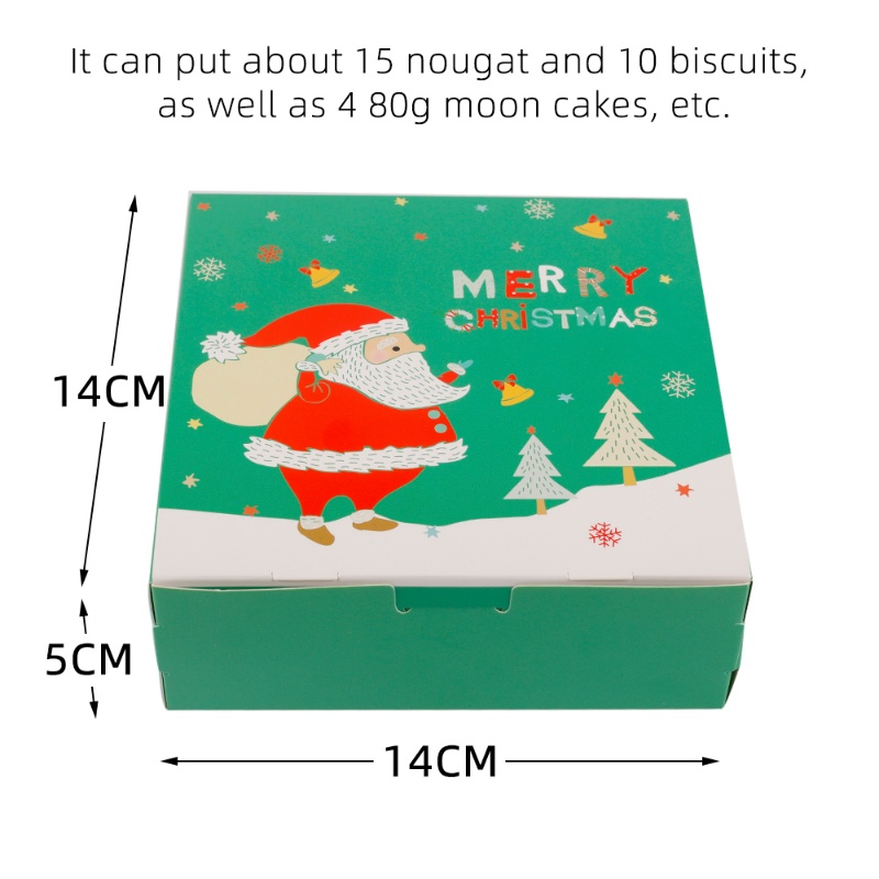 1pc Kotak Permen / Cokelat / Biskuit Bentuk Persegi Motif Kartun Santa Claus Untuk Hadiah Natal