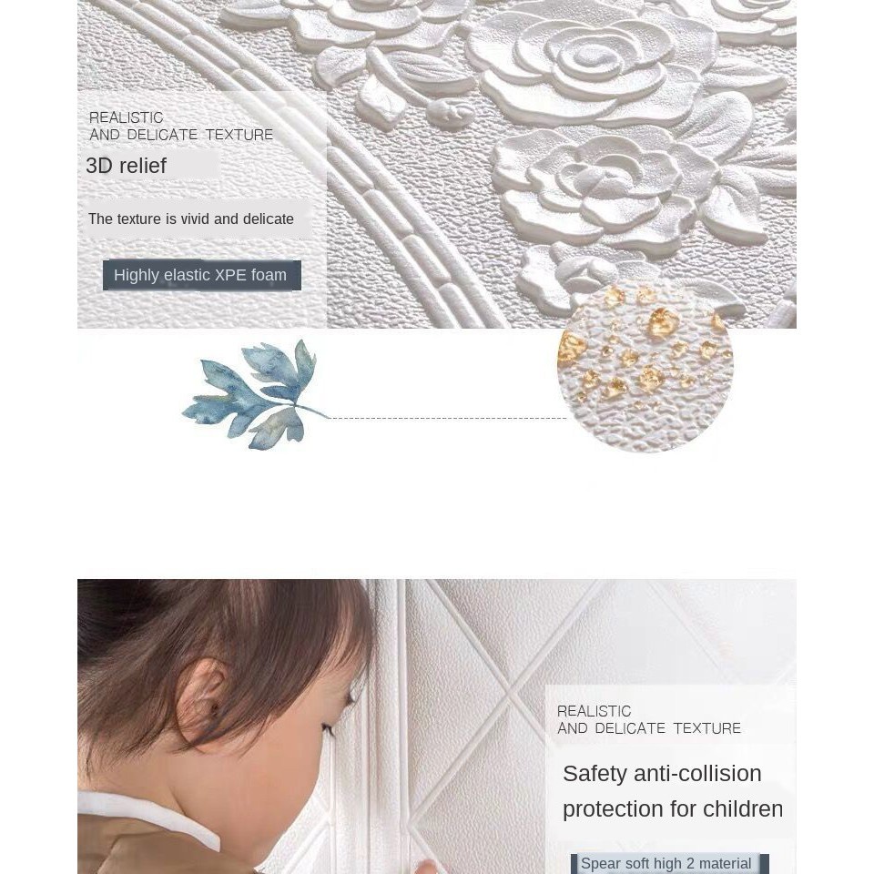 Belikuy COD Wallpaper Dinding Foam 3D Batik Bunga Glitter & Luxury import Murah U96 / U137 / U138 / U139-4